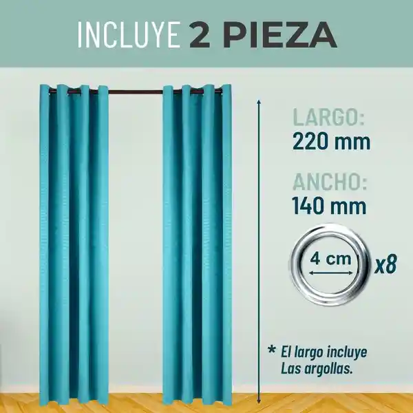 Cortina 100% Blackout Engomada Termica X2 Casatua Tipo Lino
