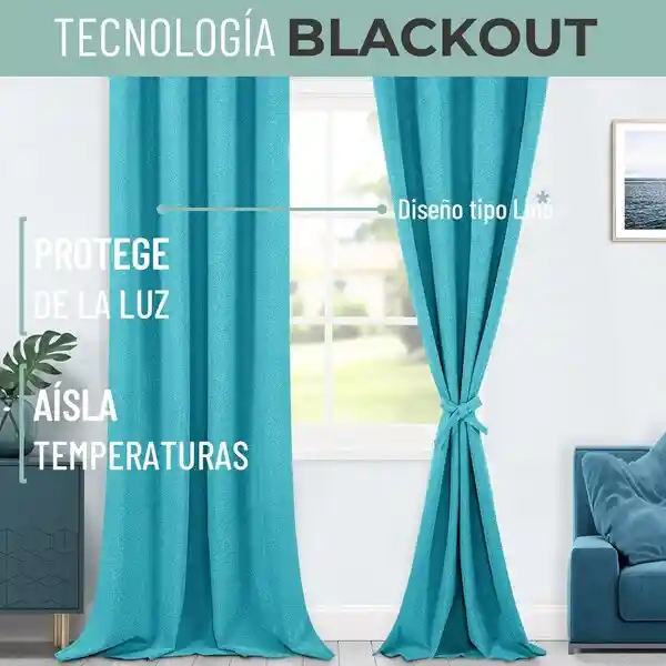 Cortina 100% Blackout Engomada Termica X2 Casatua Tipo Lino