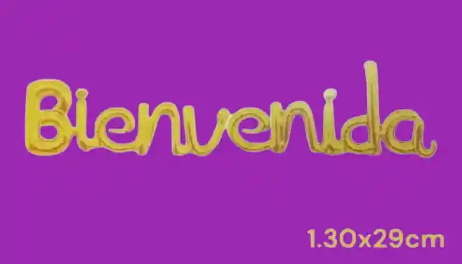 Globo Metalizado Letra Cursiva Bienvenida Dorado