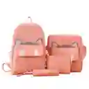 Set De Maleta Y Bolsas Multifuncionales Juvenil Diseño Gato Rosa