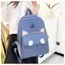 Set De Maleta Y Bolsas Multifuncionales Juvenil Diseño Gato Azul