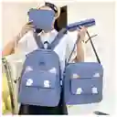 Set De Maleta Y Bolsas Multifuncionales Juvenil Diseño Gato Azul