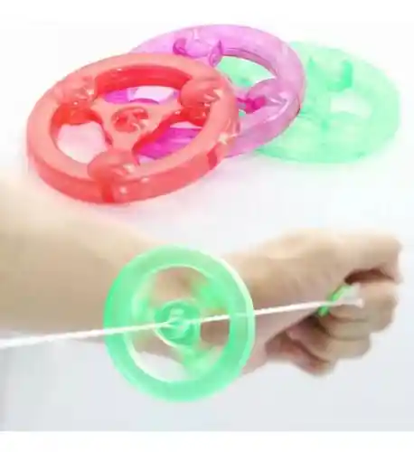 Juego X4 Zumba Zumba Niños Pita Circulo Juguete De Rueda Giratoria Luminosa Para Niños, Juguete Colorido, Volante De Inercia De Alambre, Línea De Tracción Flash, Silbato De Volante Led.