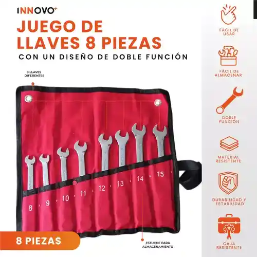 Juego Set Llaves Mixtas Chrome Vanadium 8 Pz Rache Estuche