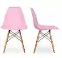 Silla Moderna Plástica Con Patas En Madera Rosado