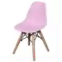 Silla Moderna Plástica Con Patas En Madera Rosado