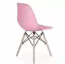 Silla Moderna Plástica Con Patas En Madera Rosado