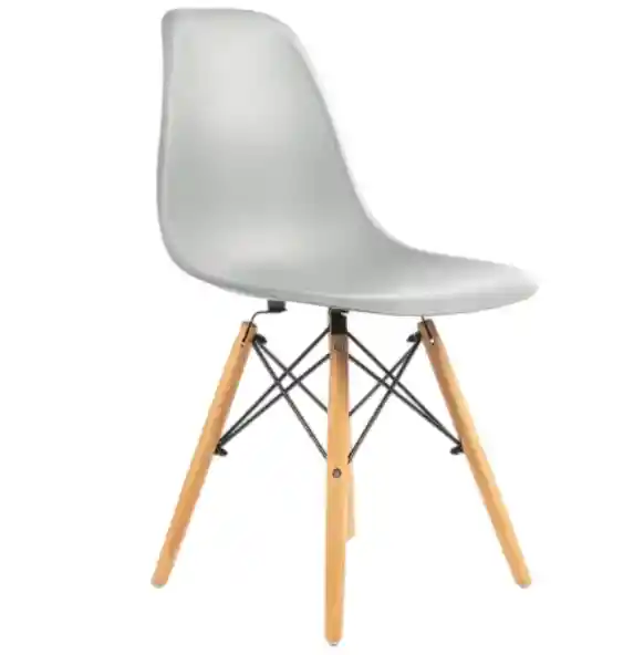 Silla Moderna Plástica Con Patas En Madera Gris