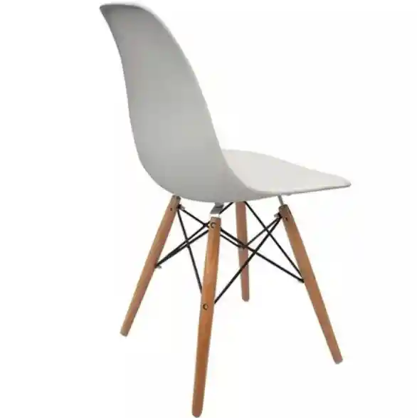 Silla Moderna Plástica Con Patas En Madera Gris