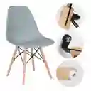 Silla Moderna Plástica Con Patas En Madera Gris