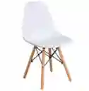 Silla Moderna Plástica Con Patas En Madera Blanco