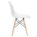 Silla Moderna Plástica Con Patas En Madera Blanco