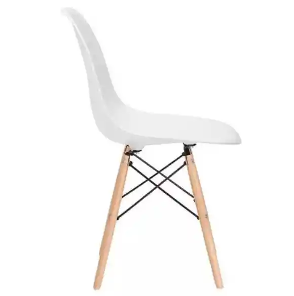 Silla Moderna Plástica Con Patas En Madera Blanco