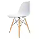 Silla Moderna Plástica Con Patas En Madera Blanco