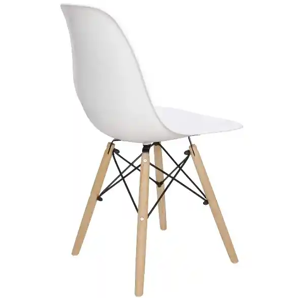 Silla Moderna Plástica Con Patas En Madera Blanco