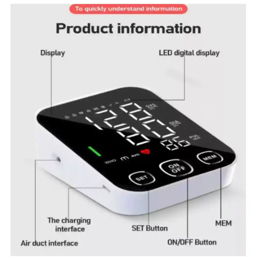 Tensiómetro Digital De Brazo Fácil De Usar Y Portátil
