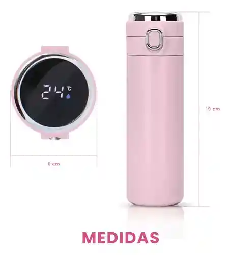 Termo Botella Portátil Conserva Temperatura Digital Led Acero Inoxidable Flask Innovo Rosado