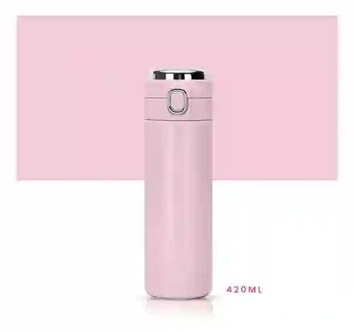 Termo Botella Portátil Conserva Temperatura Digital Led Acero Inoxidable Flask Innovo Rosado