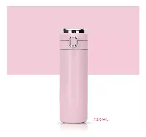 Termo Botella Portátil Conserva Temperatura Digital Led Acero Inoxidable Flask Innovo Rosado