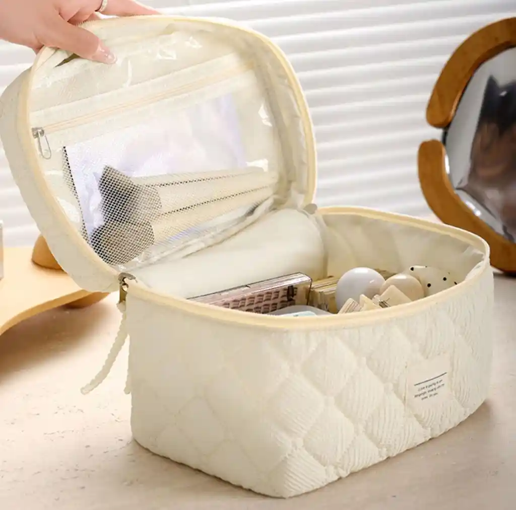 Cosmetiquera Cuadrada Maquillaje Aseo Estuche Viaje Neceser Suave