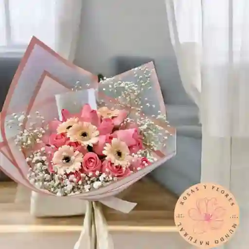 Flores Arreglos Rosas Rosadas Y Gerberas
