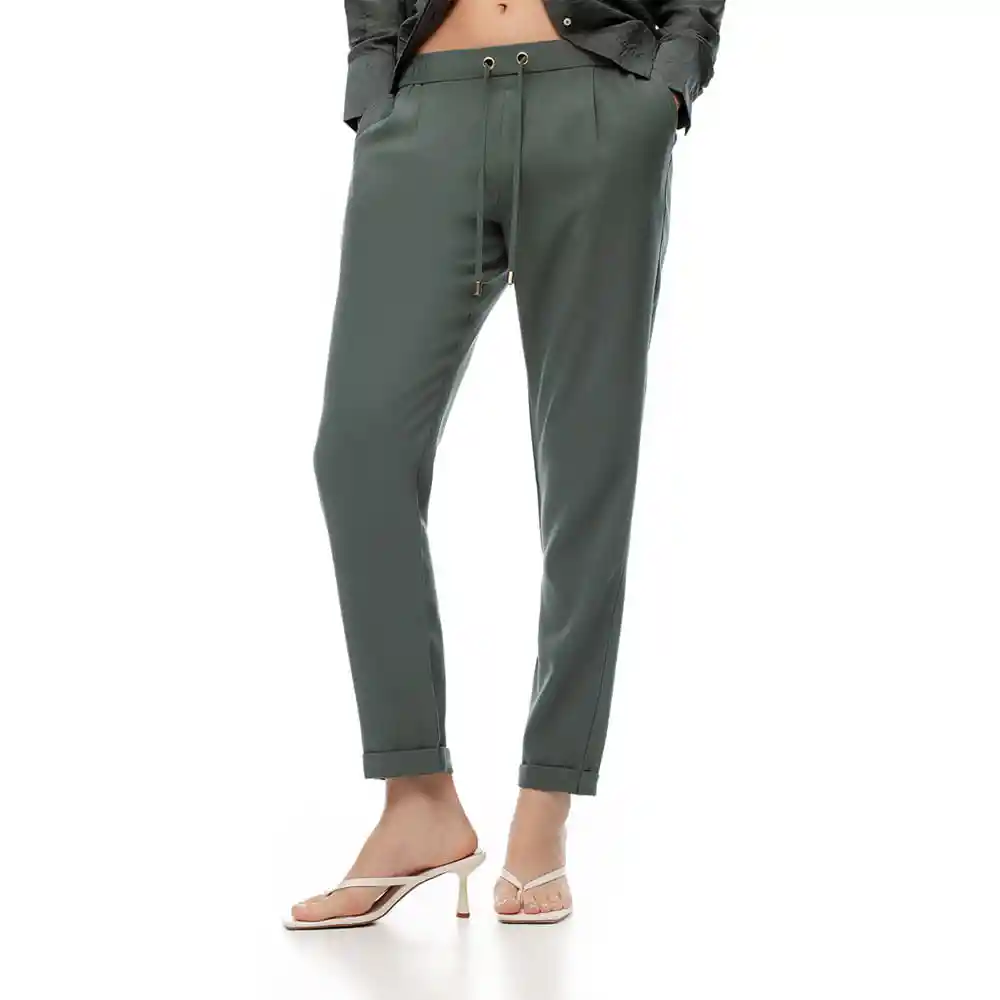 Pantalón Tiro Alto Con Bolsillos Laterales Femenino Lenora Gef