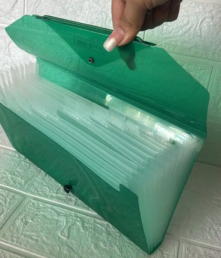 Carpeta Archivador 13 Bolsillos 1/2 Carta Verde