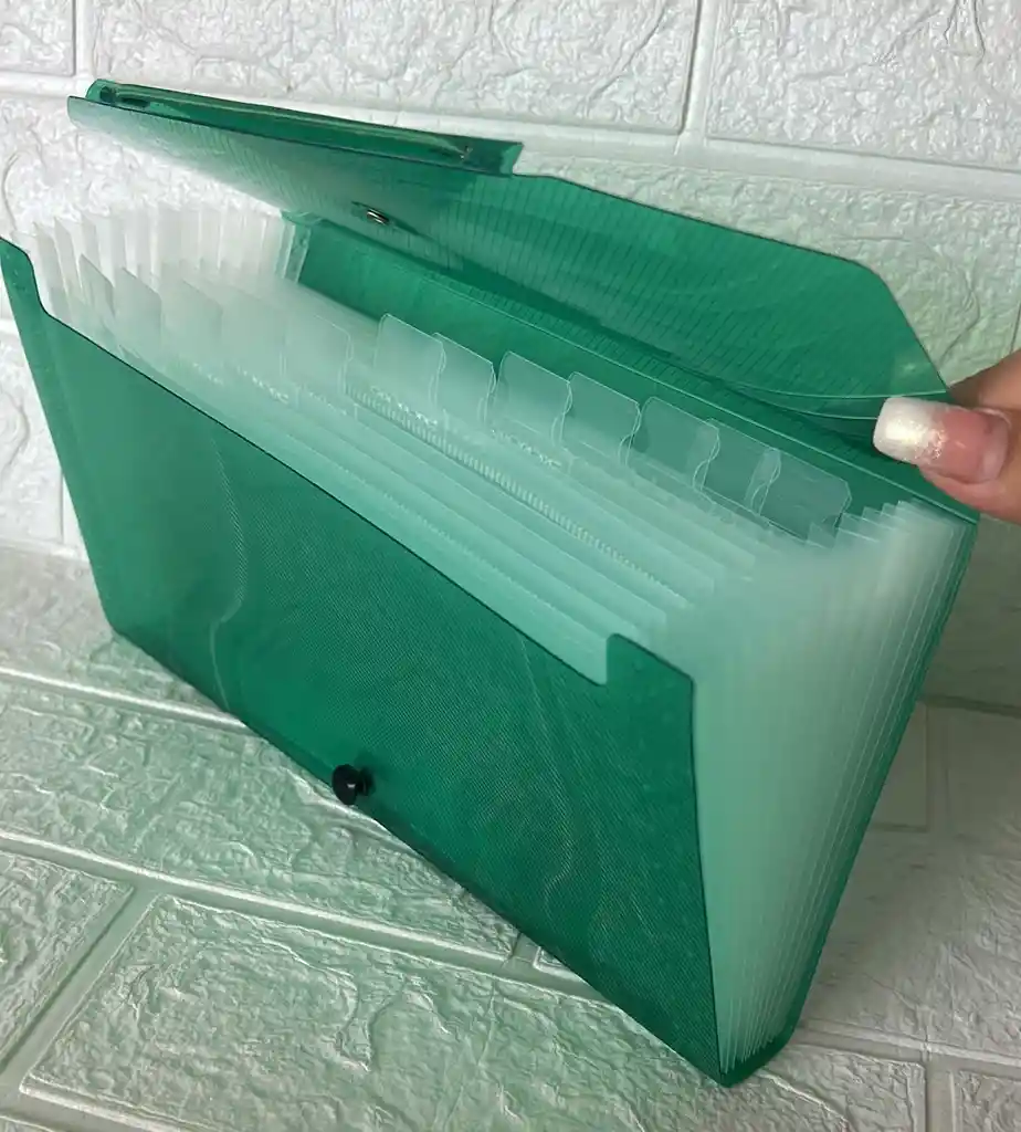 Carpeta Archivador 13 Bolsillos 1/2 Carta Verde