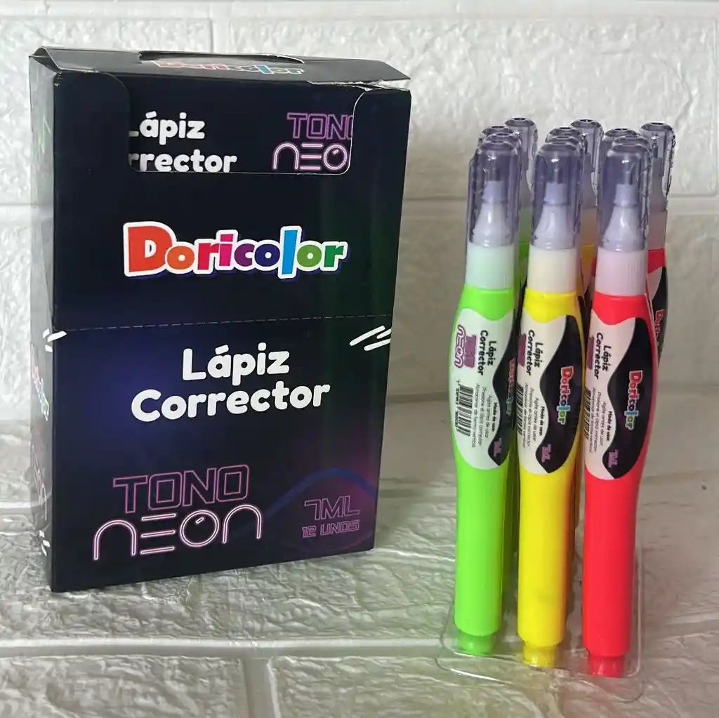 Corrector Liquido Doricolor Neon 7ml Caja X12 Unidades