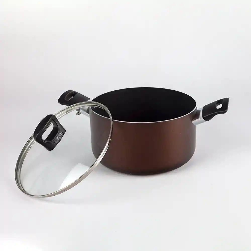 Olla T-fal 22cm Aluminio Antiadherent Induccion Tapavidrio