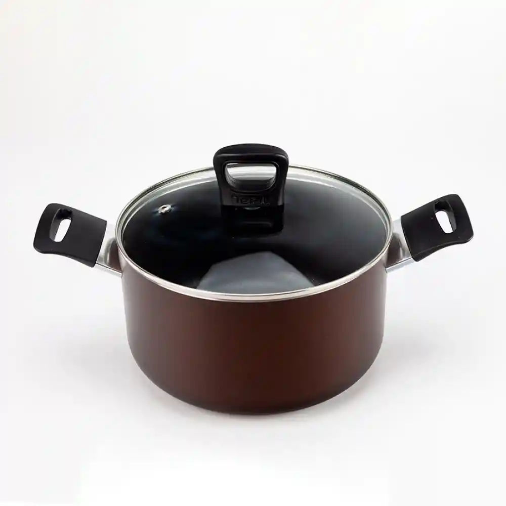 Olla T-fal 22cm Aluminio Antiadherent Induccion Tapavidrio