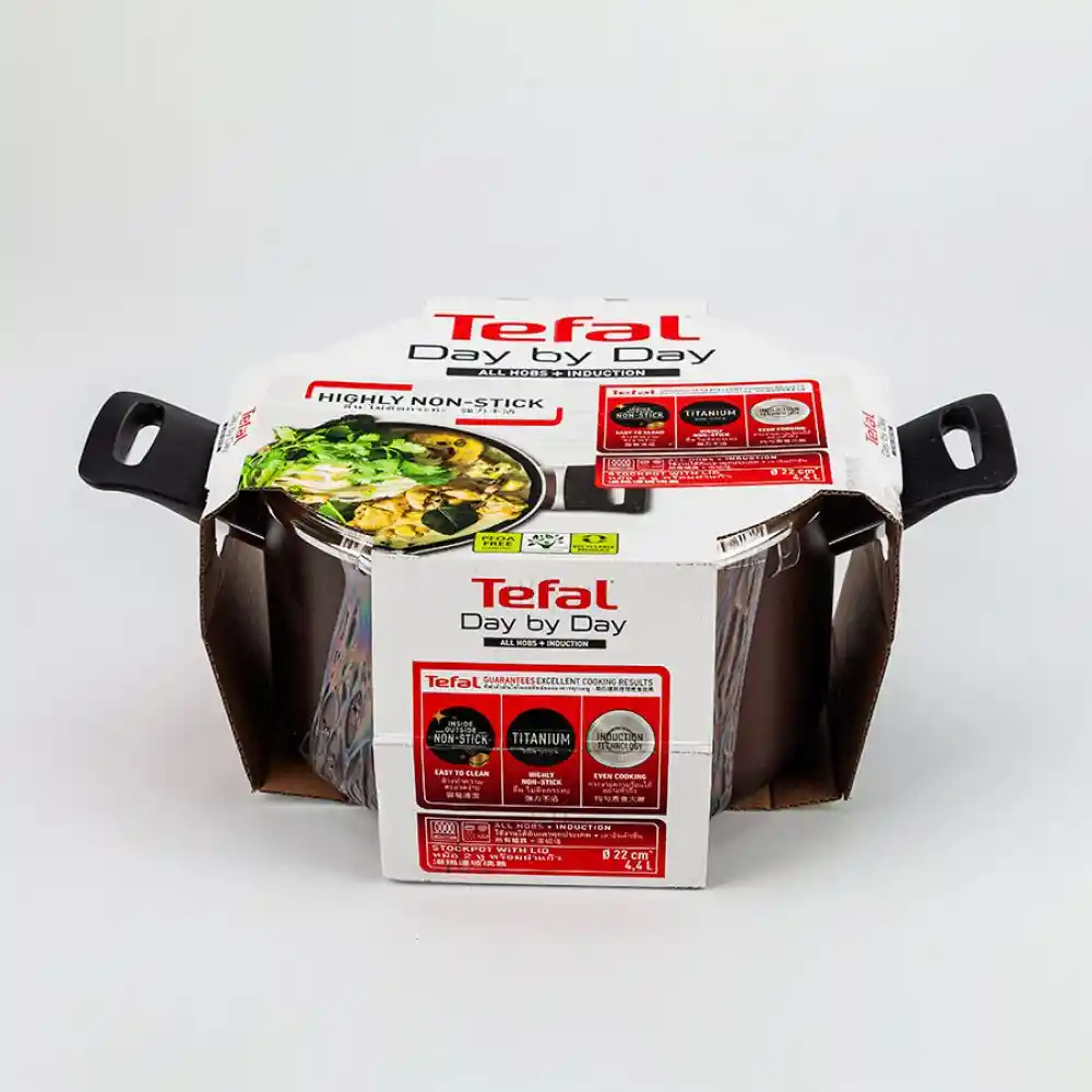 Olla T-fal 22cm Aluminio Antiadherent Induccion Tapavidrio