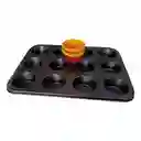 Molde Cupcakes Acero X 12 Cavidades + 12 Moldes Cup Silicona