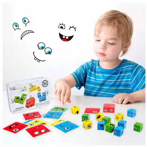 Juego Rompecabezas Expresiones Cubos Armar Juguete Infantil