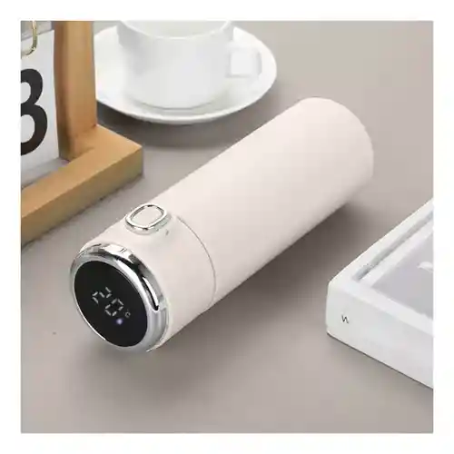 Termo Botella Portátil Conserva Temperatura Digital Led Acero Inoxidable Flask Innovo Blanco