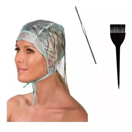 Gorro Mechas Rayos Con Aguja Y Brocha