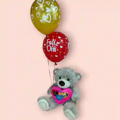 Oso I Love You Con Globos Con Helio (45cm)