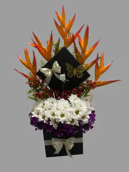 💐 Arreglo Floral Caja Cuadrada Heliconias