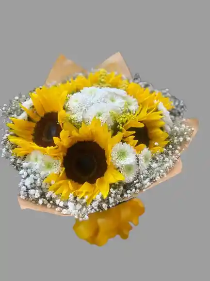 💐 Ramo Y/o Arreglo De Flores Bouquete Buchon 5 Girasoles