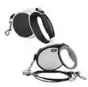 Correa Retráctil Negra Para Mascotas Con Dispensador De Agua