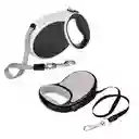 Correa Retráctil Negra Para Mascotas Con Dispensador De Agua