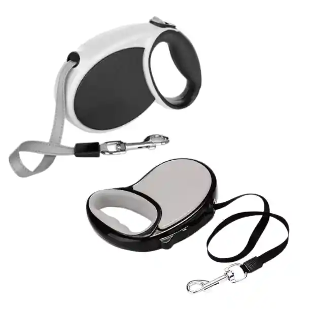 Correa Retráctil Negra Para Mascotas Con Dispensador De Agua