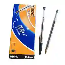 Esfero Bic Clásico Cristal Negro Mediano 1.0mm X12 Und