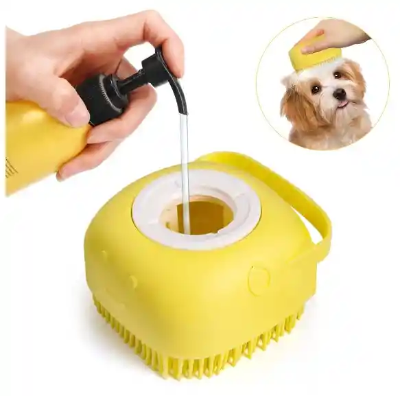Cepillo De Baño Con Jabón Para Mascotas Amarillo