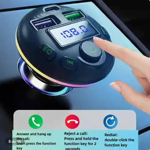Modulador Q21 Para Carro Adaptador Y Receptor Bluetooth Carga Rapida