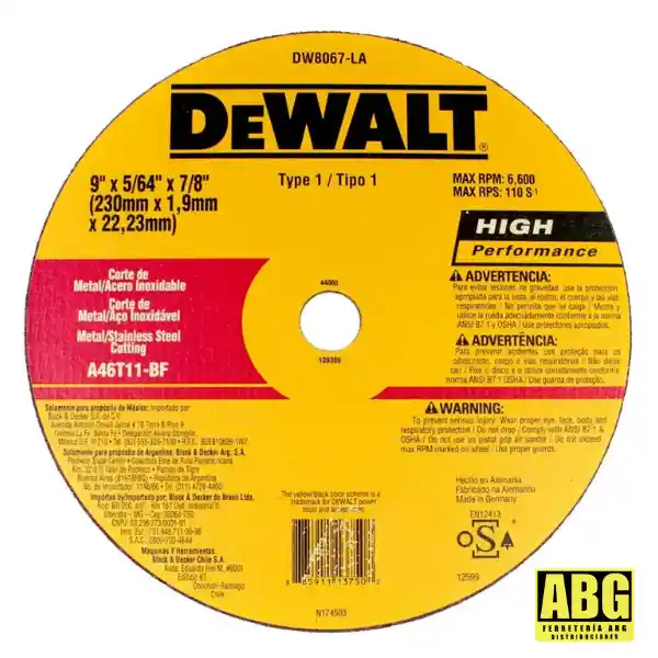 Dewalt Disco De Corte Metal9