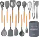 Set 12 Utensilios De Cocina Silicona Resistente Color - Gris