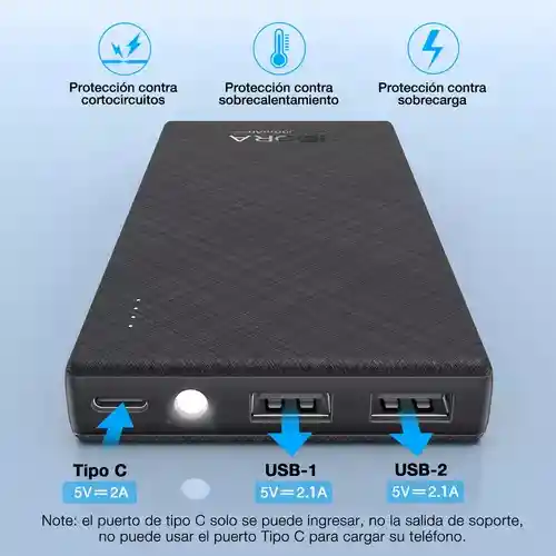 Power Bank Portátil Gar 263 1 Hora Original Con Indicador Luz