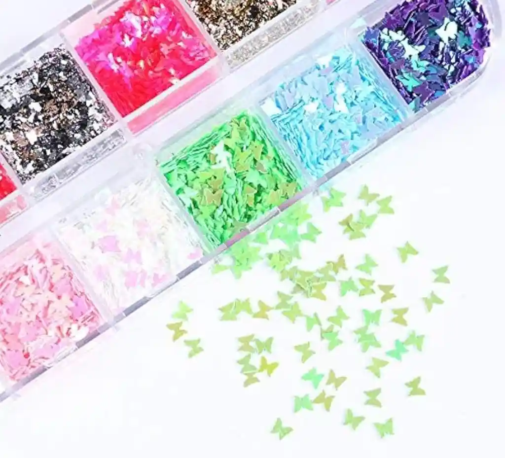 Paquete De Brillos Para Maquillaje De Rostro Diseño De Mariposa Para Cabello O Uñas Lentejuelas Para Cuerpo Escarcha Para Maquillaje