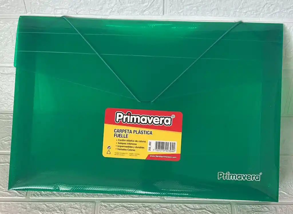 Carpeta Plastica Fuelle Oficio Verde